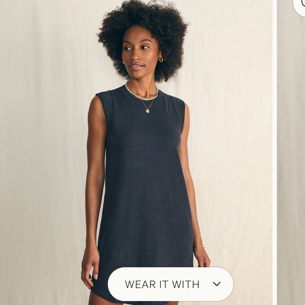Faherty Black Sleeveless Mini Dress